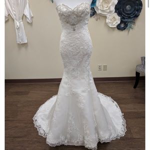 Wedding Dress ONE OF A KIND Size 0 2 XS S mermaid fit and flare gown Handmade